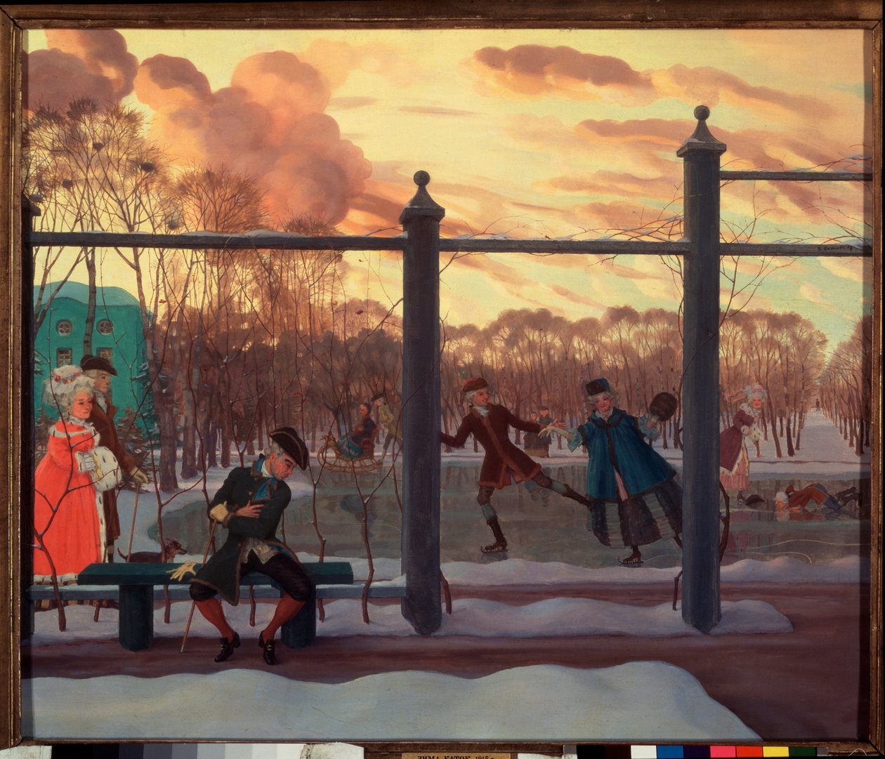 Zima. Kluziště. Obraz Konstantina (Constantina) Andrejeviče Somova (1869-1939), olej na plátně od Konstantin Andreevic Somov