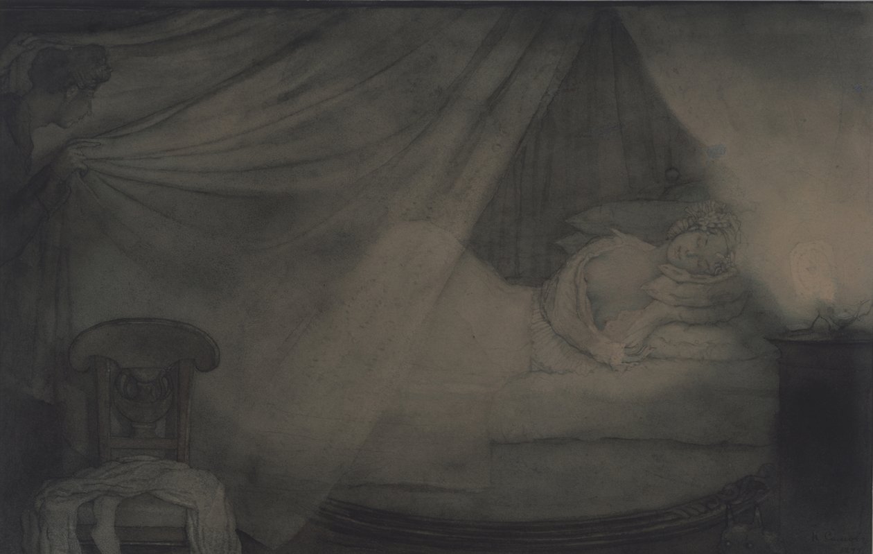 V ložnici. Ilustrace k básni Hrabě Nulin od A. Puškina od Konstantin Andreevic Somov