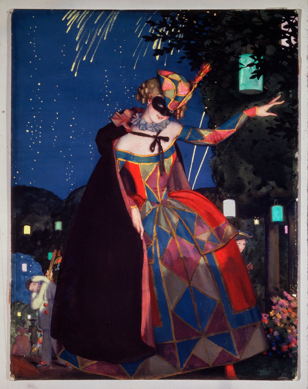 Columbinův jazyk. Dílo Konstantina (Constantina) Andrejeviče Somova (1869-1939), akvarel a kvaš na kartonu od Konstantin Andreevic Somov