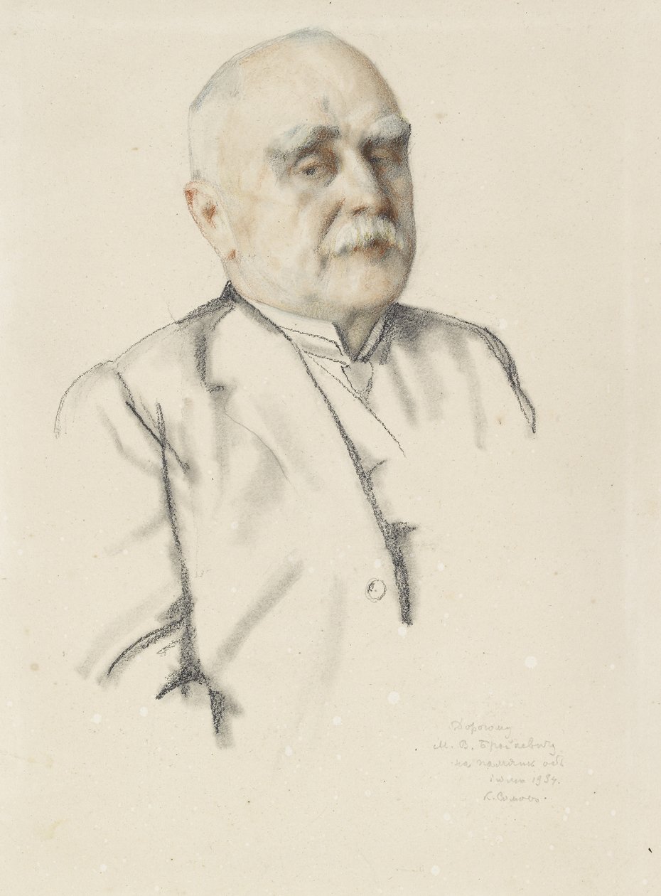 Portrét Michaila Vasiljeviče Braikeviče, 1934 gGrafitové a barevné pastelky, s pahýlem na odbarveném papíře) od Konstantin Andreevic Somov