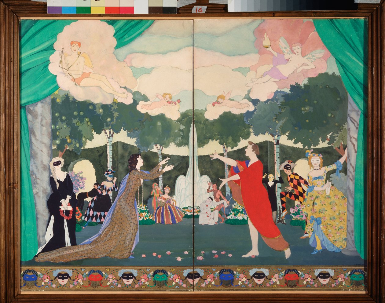 Návrh opony pro Svobodné divadlo v Moskvě - dílo Konstantina (Constantina) Andrejeviče Somova (1869-1939), akvarel na papíře od Konstantin Andreevic Somov