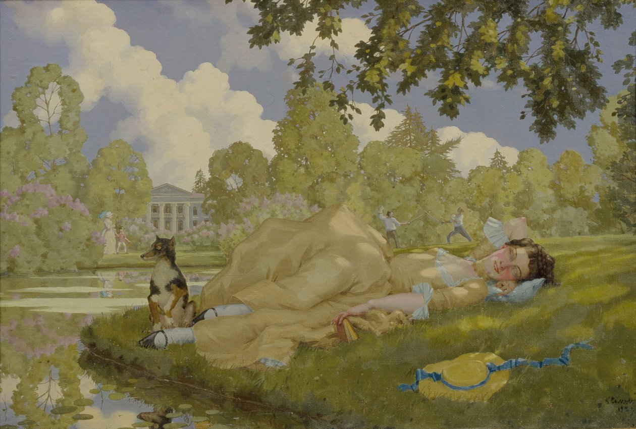 Spící žena v parku, 1922 od Konstantin Andreevic Somov