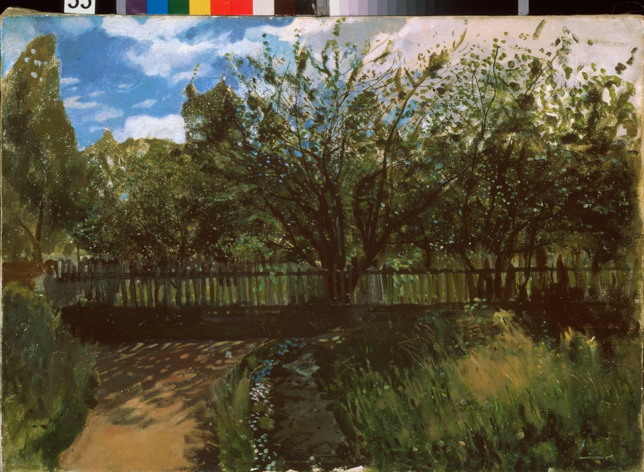 Malá zahrada. Obraz Konstantina (Constantina) Andrejeviče Somova (1869-1939), olej na plátně od Konstantin Andreevic Somov