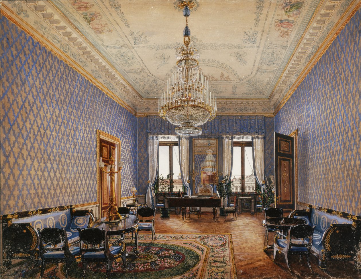 Interiéry Zimního paláce. Přijímací pokoj velké princezny Marie Nikolajevny, 1837 od Konstantin Andreyevich Ukhtomsky