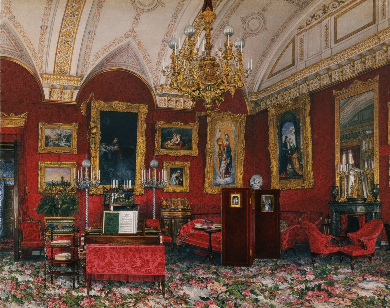 Interiéry Zimního paláce. Studie velkokněžny Marie Nikolajevny, konec 19. stol. od Konstantin Andreyevich Ukhtomsky