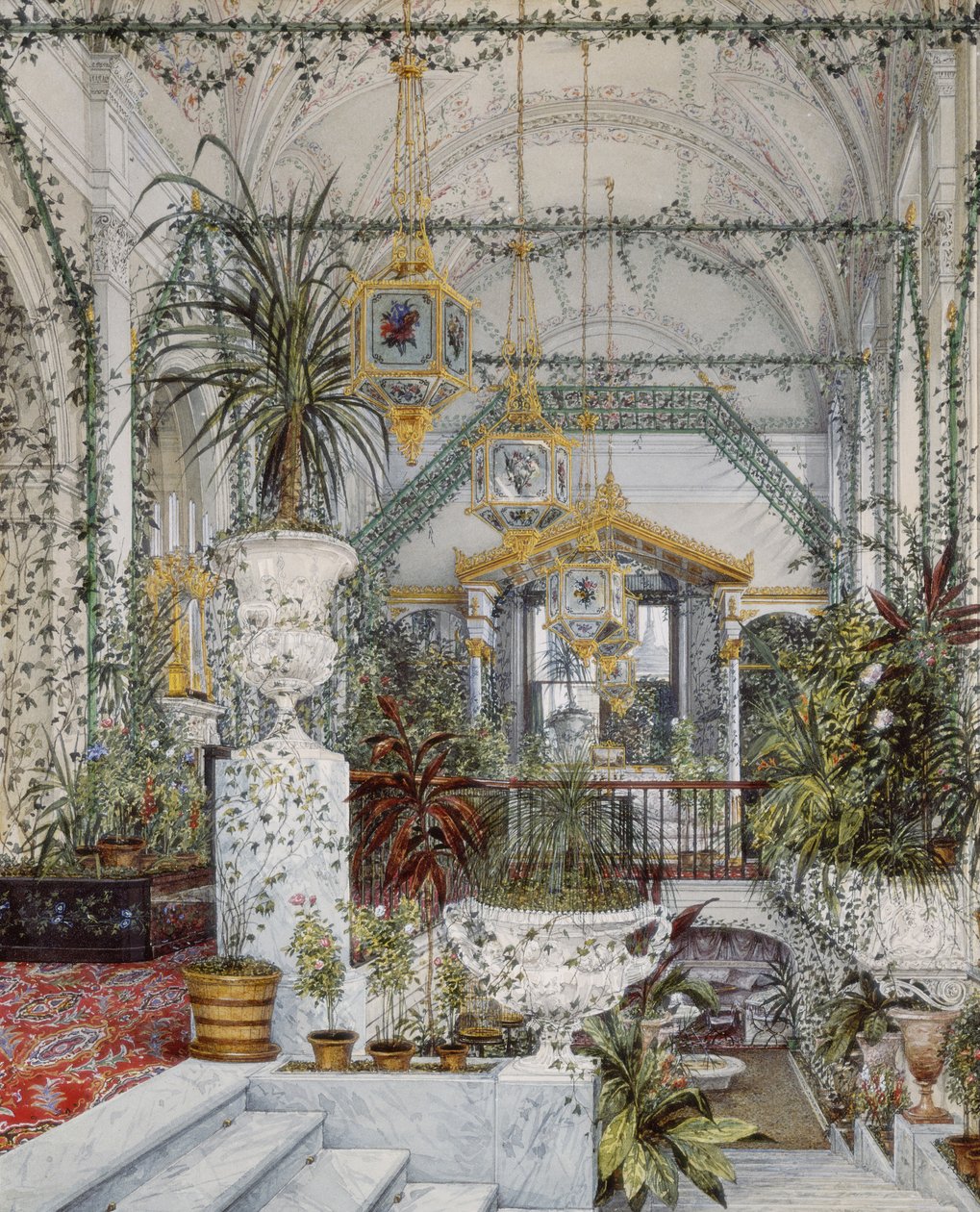 Interiéry Zimního paláce. Zimní zahrada císařovny Alexandry Fjodorovny, 60. léta 19. století od Konstantin Andreyevich Ukhtomsky