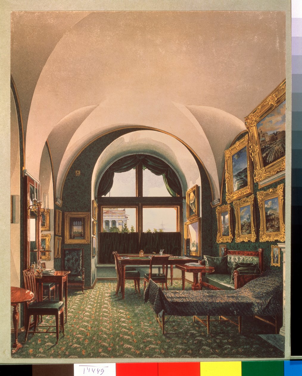 Malá pracovna císaře Mikuláše I. v Zimním paláci v Petrohradě - dílo Konstantin Andrejevič Ukhtomskij (Constantin Oukhtomsky) (1818 -1881), aqua od Konstantin Andreyevich Ukhtomsky