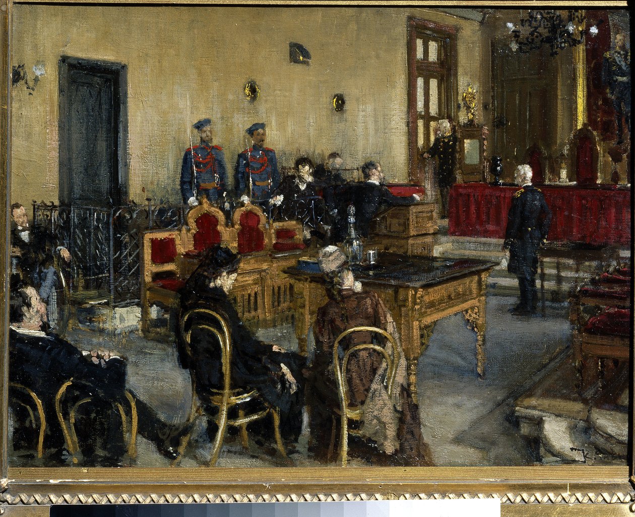 Čekání na verdikt. Obraz Konstantina Apollonoviče Savitského (1844-1905), olej na plátně od Konstantin Apollonovich Savitsky