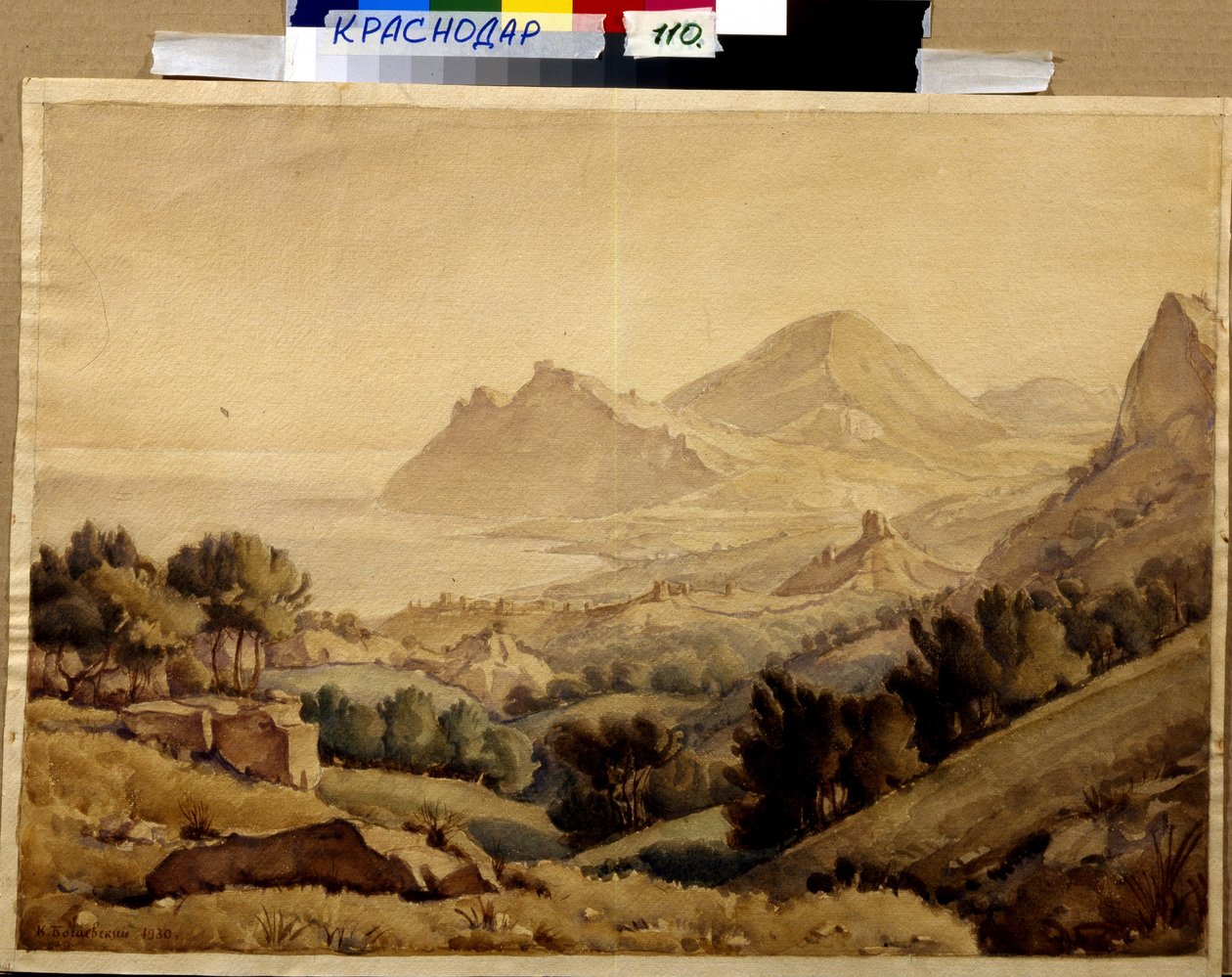 ""Krajina hor a ruin města"" (Starověké město) Malba Konstantina Bogajevského (1872-1943) Rozměr 46x64 cm F Kovalenko Museum of Art, Krasnodar od Konstantin Bogayevsky