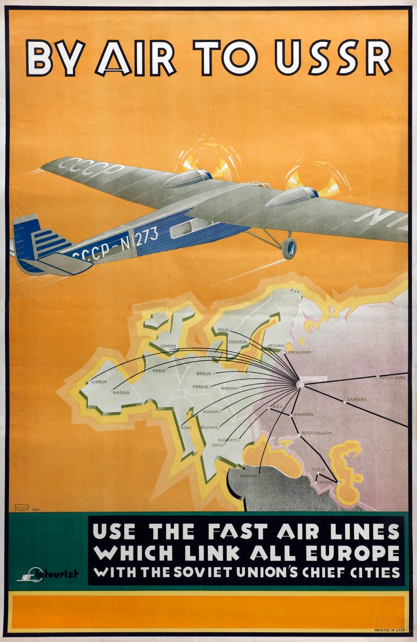 Letecky do SSSR Plakát společnosti Intourist, 1934 od Konstantin Bor Ramensky