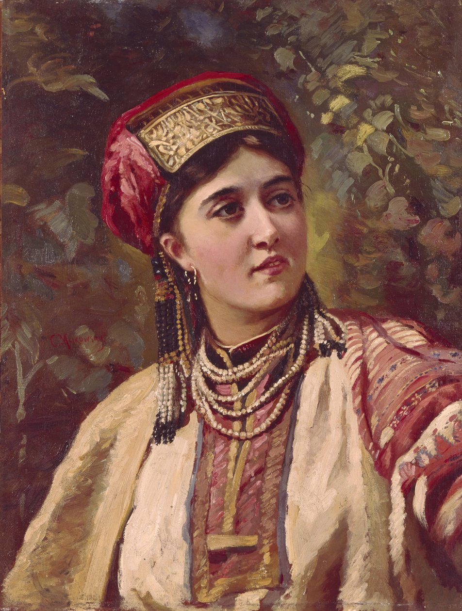 Dívka v tradičním oblečení od Konstantin Egorovich Makovsky