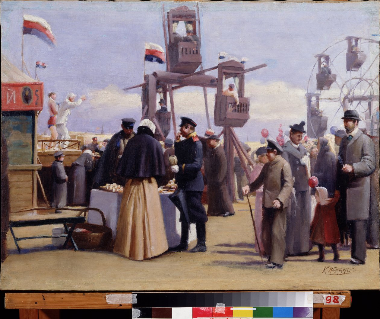Stánky moskevského veletrhu. (Moskevské výstavní stánky). Obraz Konstantina Jegoroviče Makovského (Constantin Makovsky) (1839-1915), olej na plátně. Ruské umění 19. století. Státní muzeum umění Čuvašské republiky, Čeboksary (Čuvašsko, Rusko). od Konstantin Egorovich Makovsky