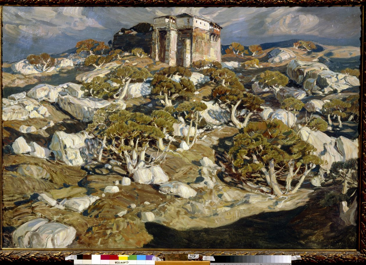 Starověký Krym - Obraz Konstantina Fjodoroviče Bogajevského (Bogajevského) (1872-1943) - Olej na plátně 1903 Státní muzeum umění A. Radishcheva, Saratov 110x160 od Konstantin Fedorovich Bogaevsky