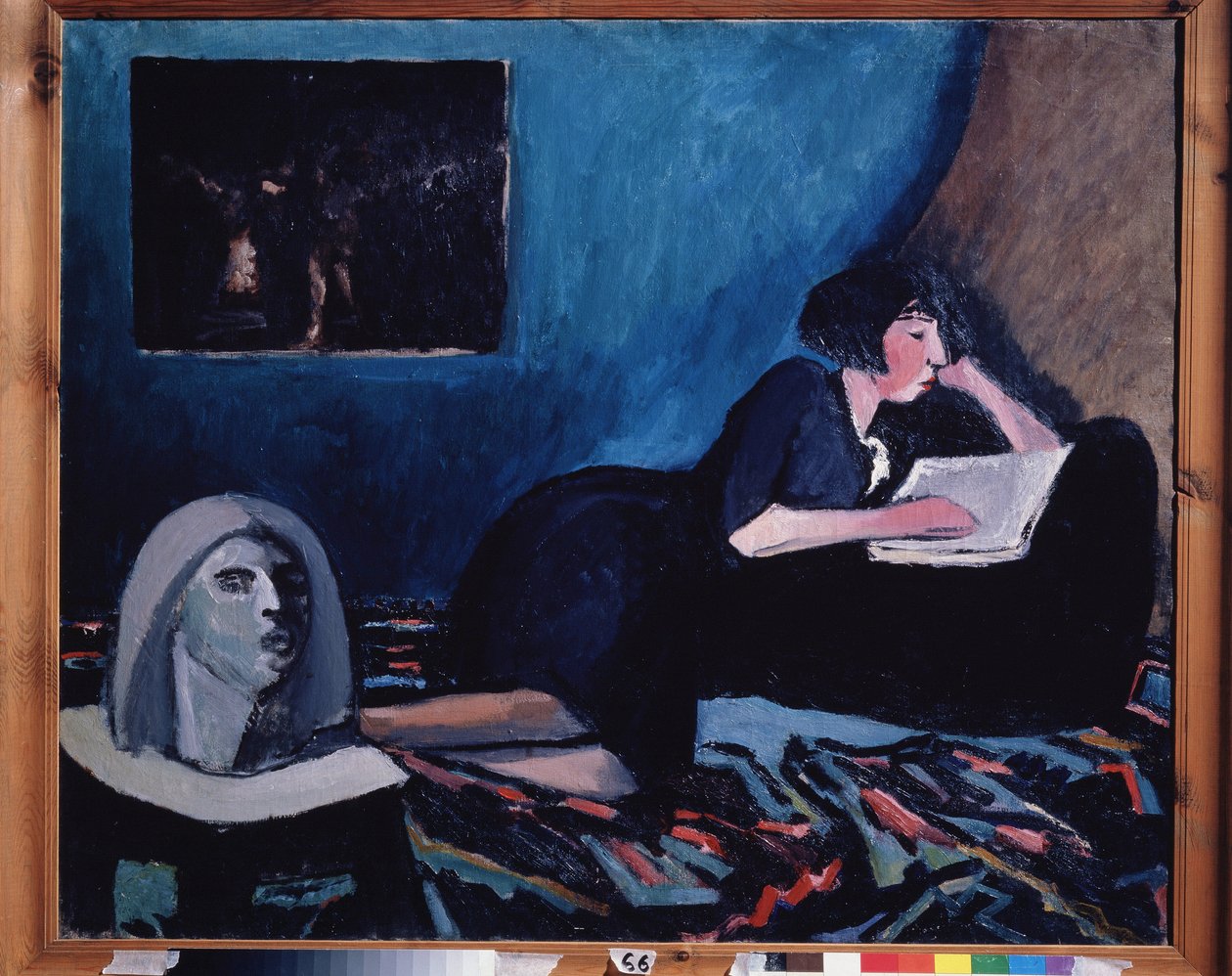 Žena čte (A Woman Reading). Obraz Konstantina Nikolajeviče Istomina (1887-1942), olej na plátně 1931 Ruské moderní umění, 20. stol. Státní Treťjakovská galerie, Moskva. od Konstantin Istomin