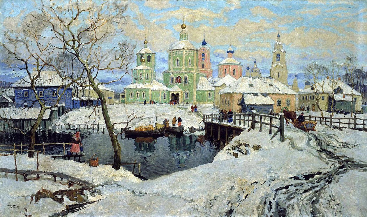 Malá vesnice Torzhok, 1917. od Konstantin Ivanovich Gorbatov