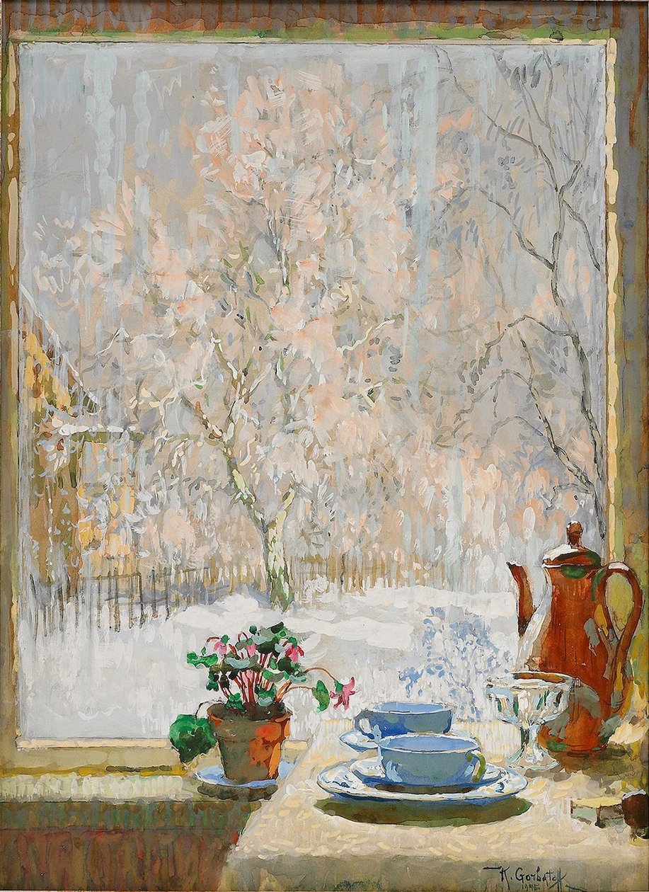 Skrz okno v zimě, 1945 od Konstantin Ivanovich Gorbatov
