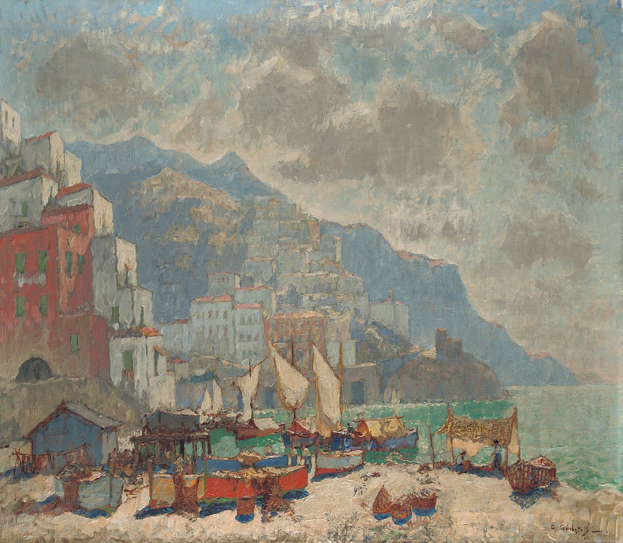 Pohled na Amalfi v ranním světle, od Konstantin Ivanovich Gorbatov