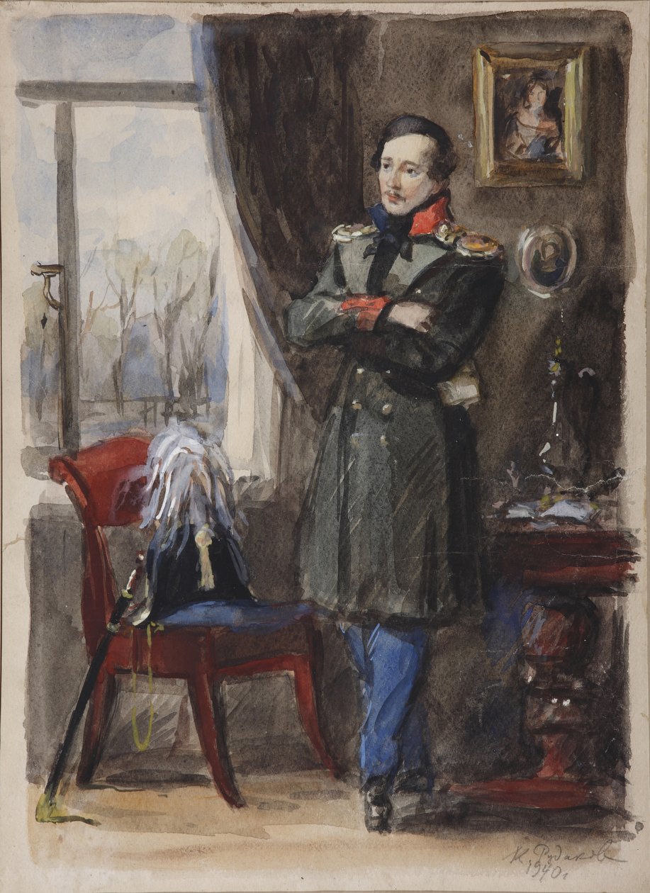 Portrét básníka Michaila Lermontova 1814-1841, 1940 od Konstantin Ivanovich Rudakov