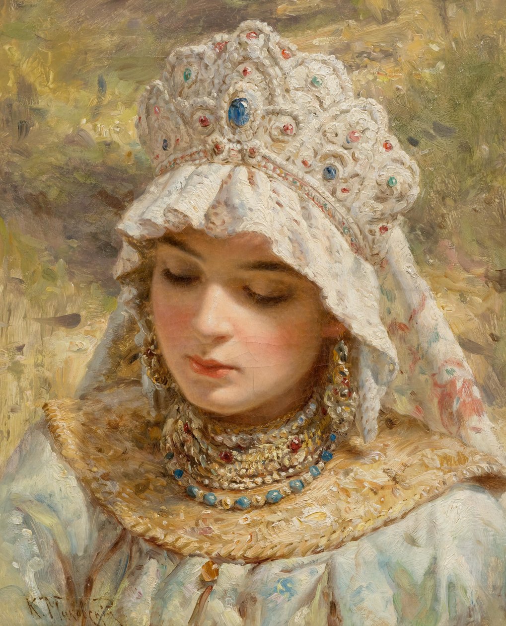 Konstantin Makovský (attr) Dívka s Kokošníkem od Konstantin Makovsky