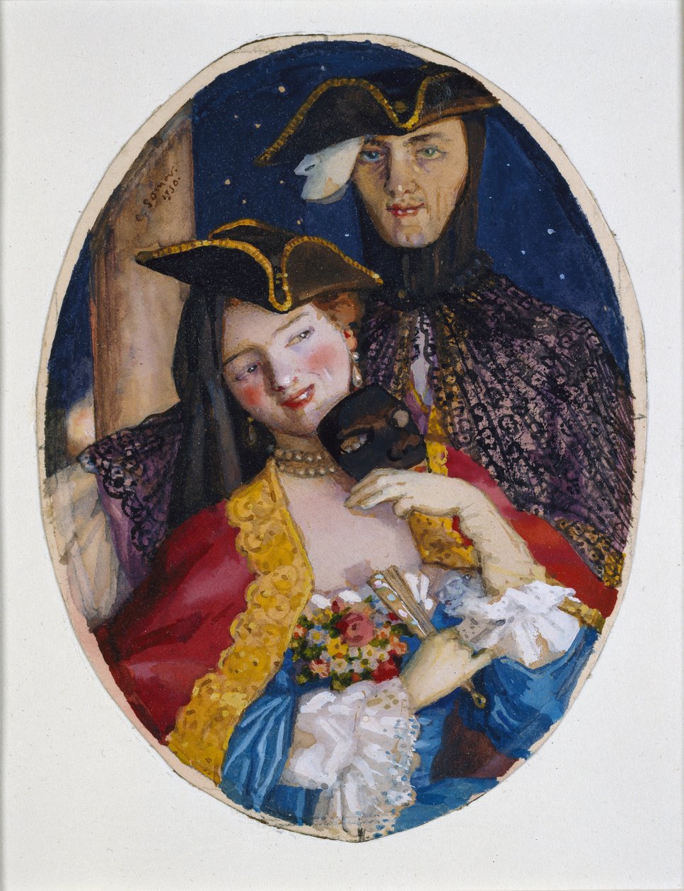 Pár oblečený na benátský karneval, 1930 od Konstantin Somov