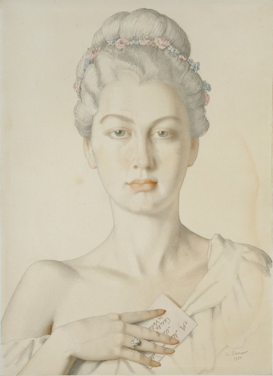 Imaginární portrét Cécile de Volanges ve filmu Choderlose de Laclose „Nebezpečná spojení“, 1934 od Konstantin Somov