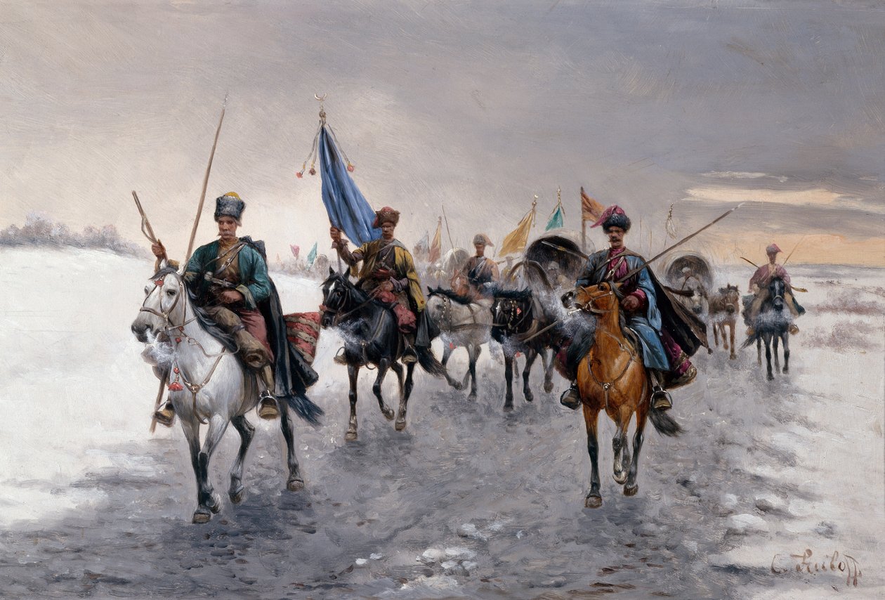 Transport zlata na Sibiři (olej na plátně) od Konstantin Stoilov