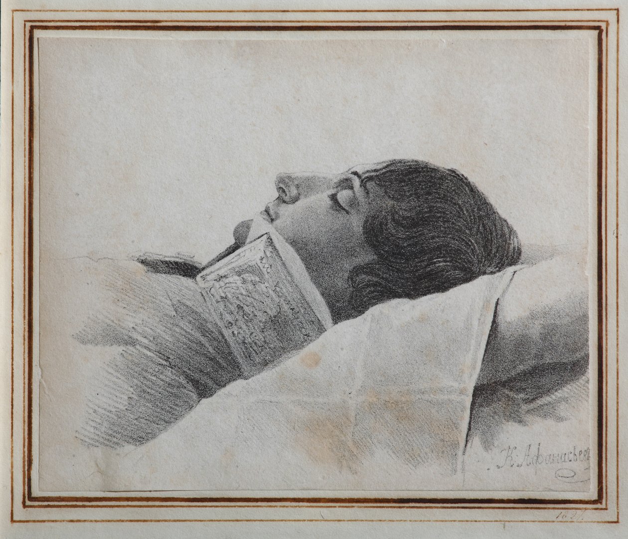 Dimitri Venevitinov 1805-1827 na smrtelné posteli, 1827 od Konstantin Yakovlevich Afanasyev