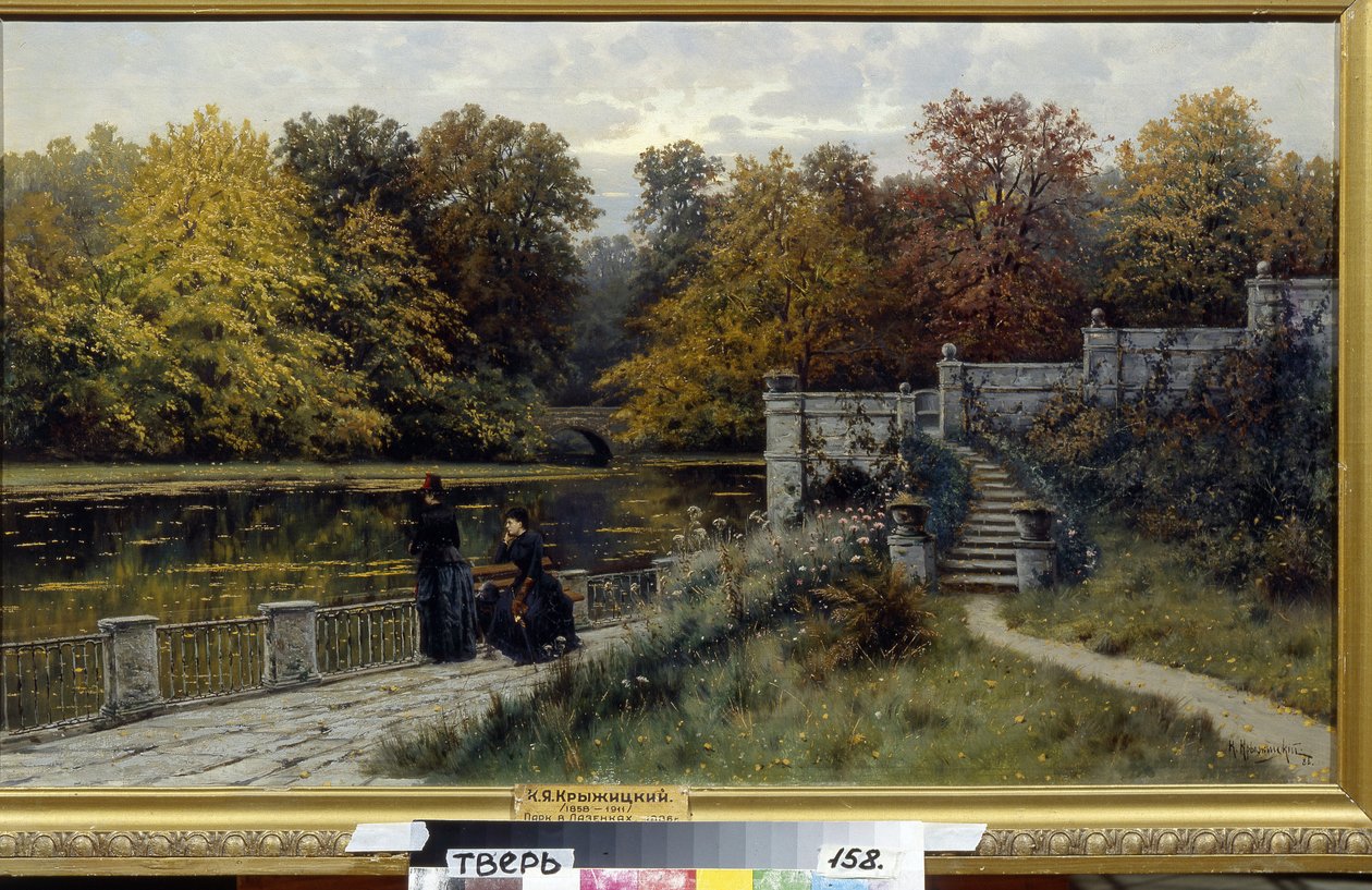 Park Lazienki (Varšava, Polsko). Obraz Konstantina Jakovleviče Kryzhitského (1858-1911), olej na plátně od Konstantin Yakovlevich Kryzhitsky