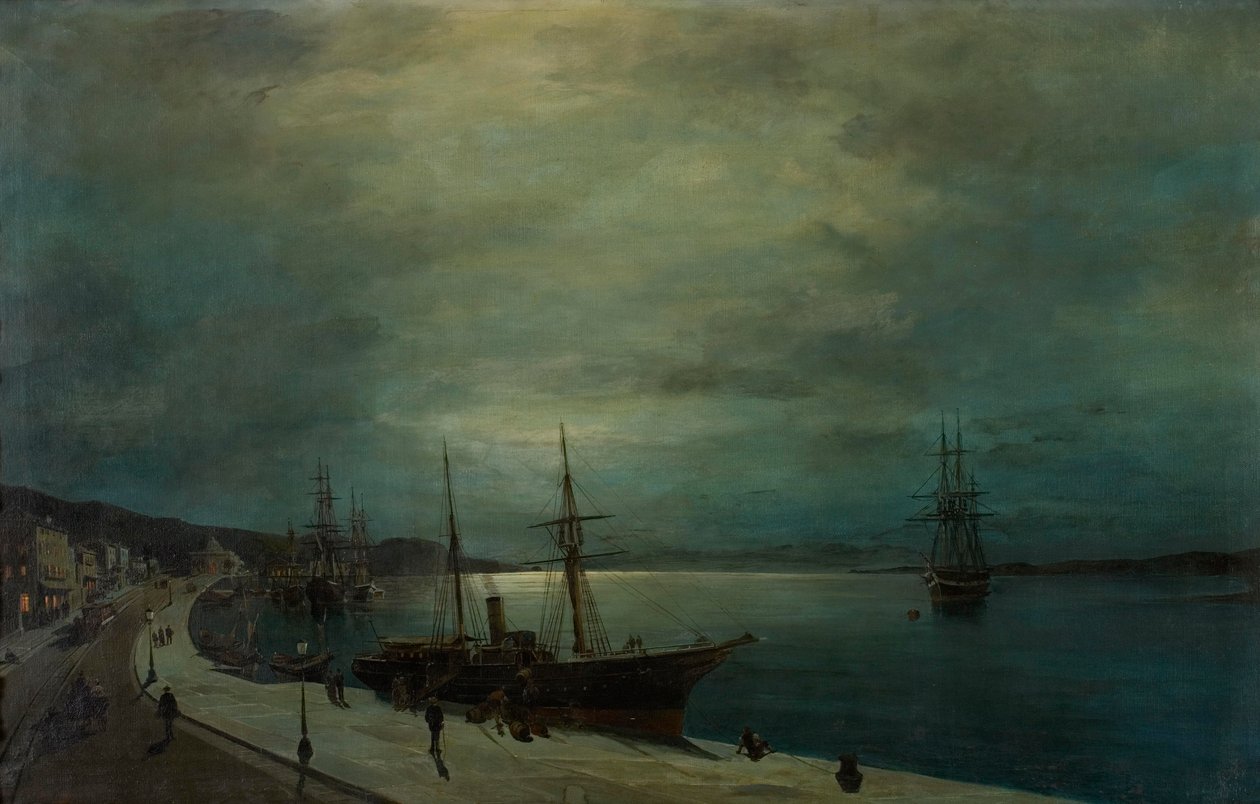 Měsíčně osvětlený přístav od Konstantinos Volanakis