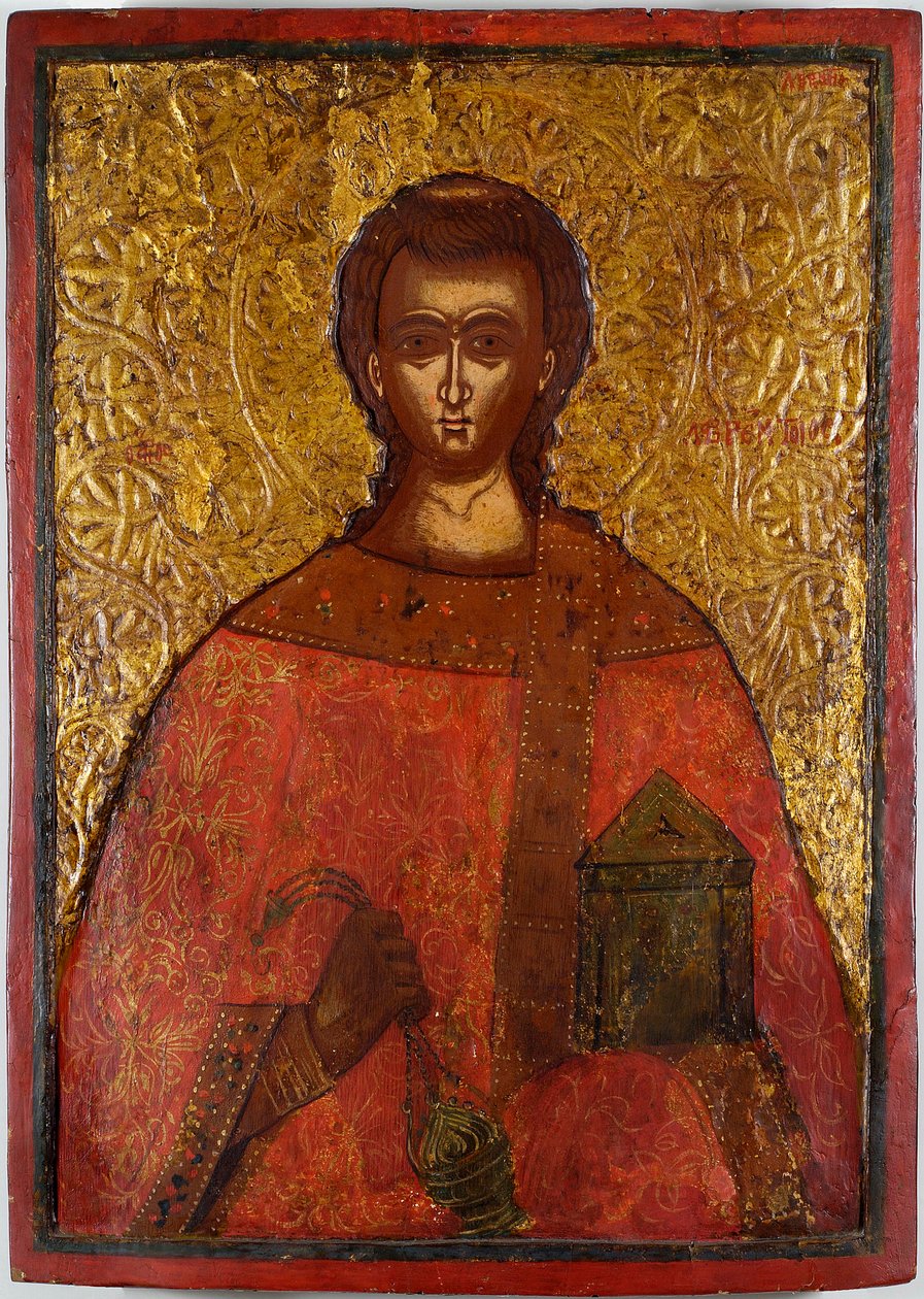 Saint Laurent (Saint Lawrence) - Ikona Konstantinose Adrianoupolitise (aktivní 17. století), tempera na dřevě od Konstantinos Adrianoupolitis