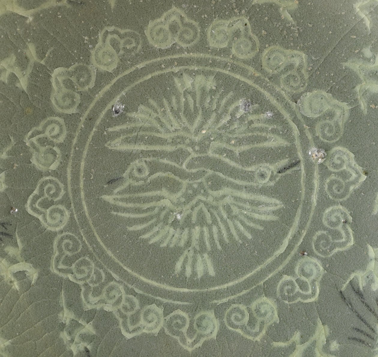 Mísa s jeřáby a mraky, cca 1150-1200 od Korean School
