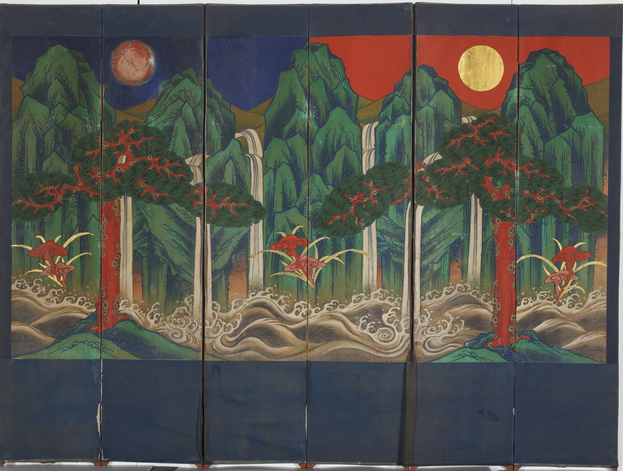 Krajina (tempera a plátkové zlato na panelu) od Korean School