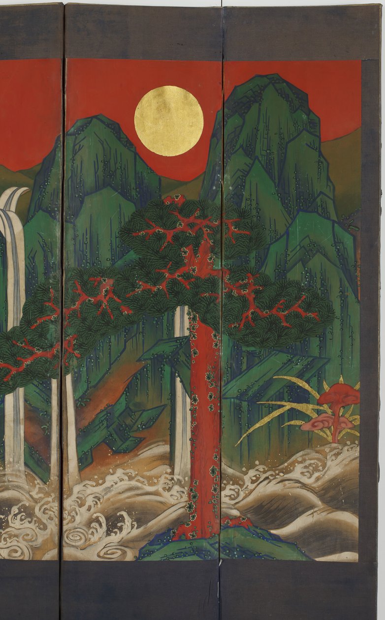 Krajina (tempera a plátkové zlato na panelu) od Korean School