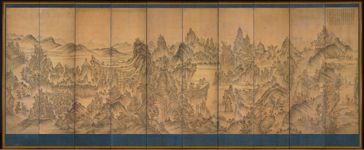 Seven Jeweled Mountain, Shunman, konec 19. století (inkoust a barva na hedvábí) od Korean School