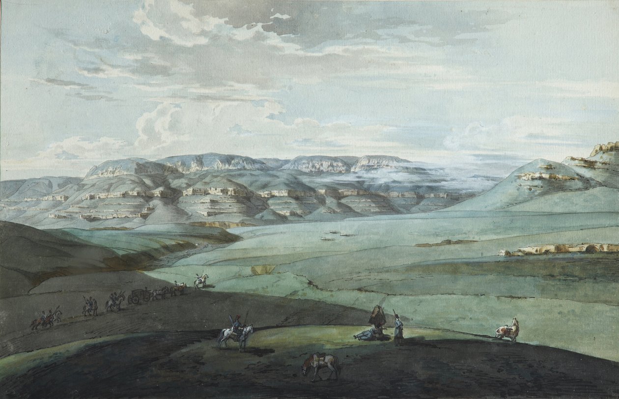 Pohled na kavkazské minerální vody a pevnost Kislovodsk, 1805 od Korneev