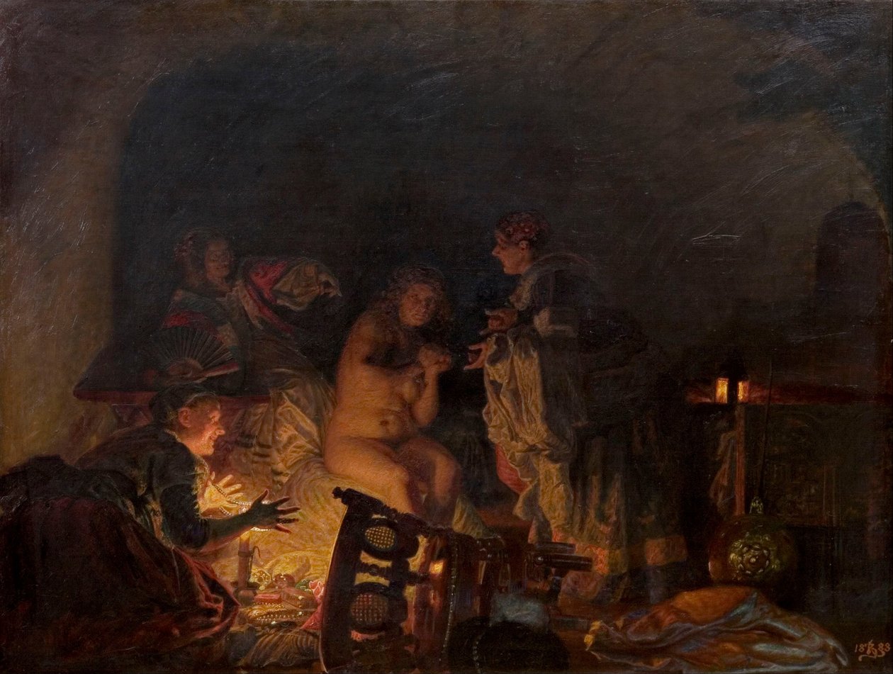 Leonora Christina svlékli a prohledali služebníci královny Sofie Amalie od Kristian Zahrtmann