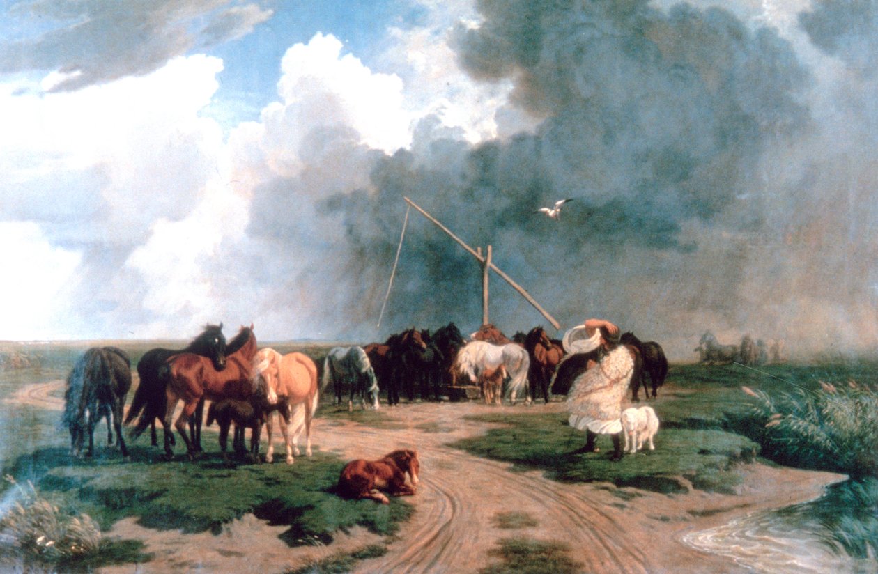 Koně v bouři, 1862 od Károly Lotz