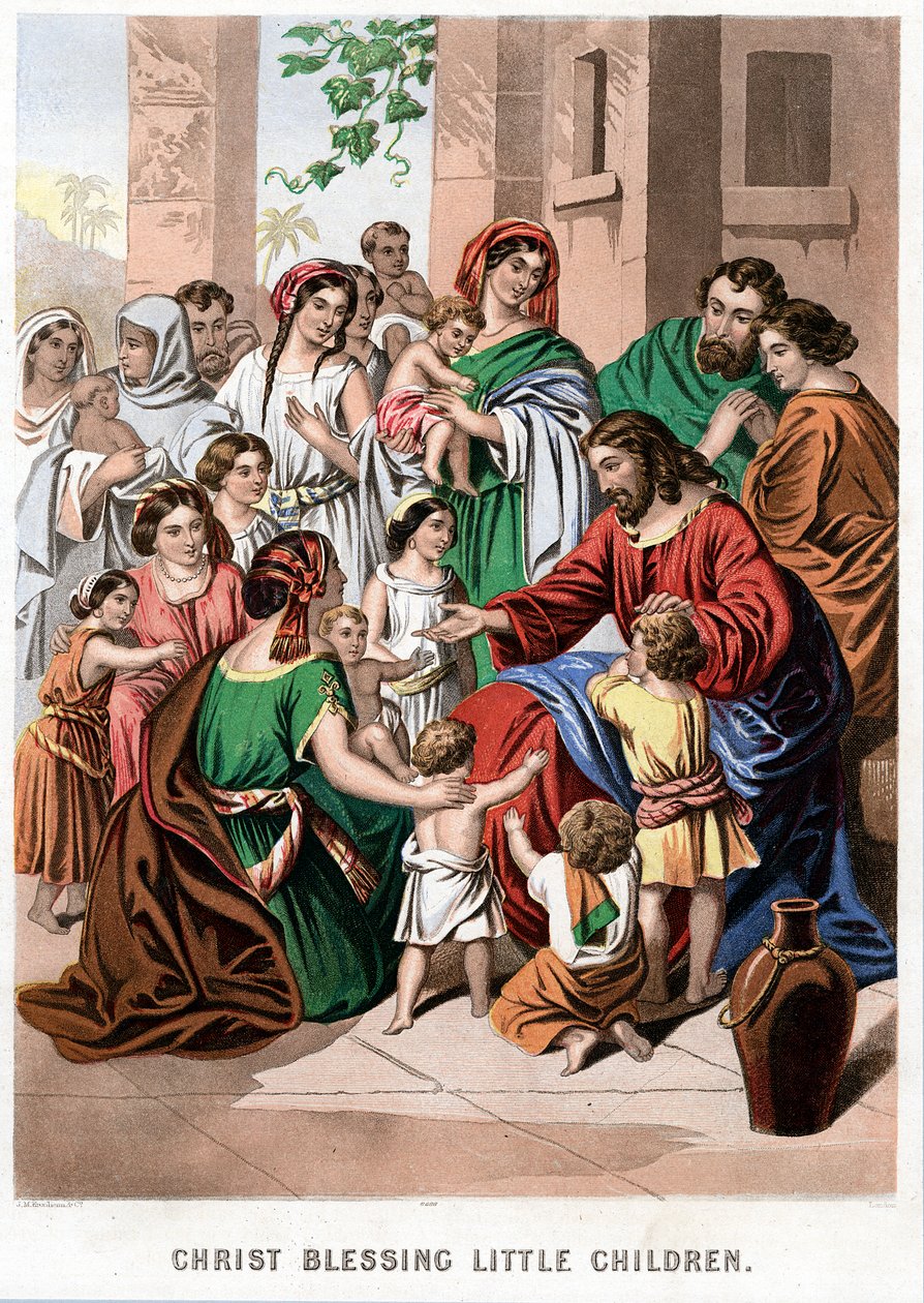 Kristus žehná malým dětem, polovina 19. století od Kronheim and Co