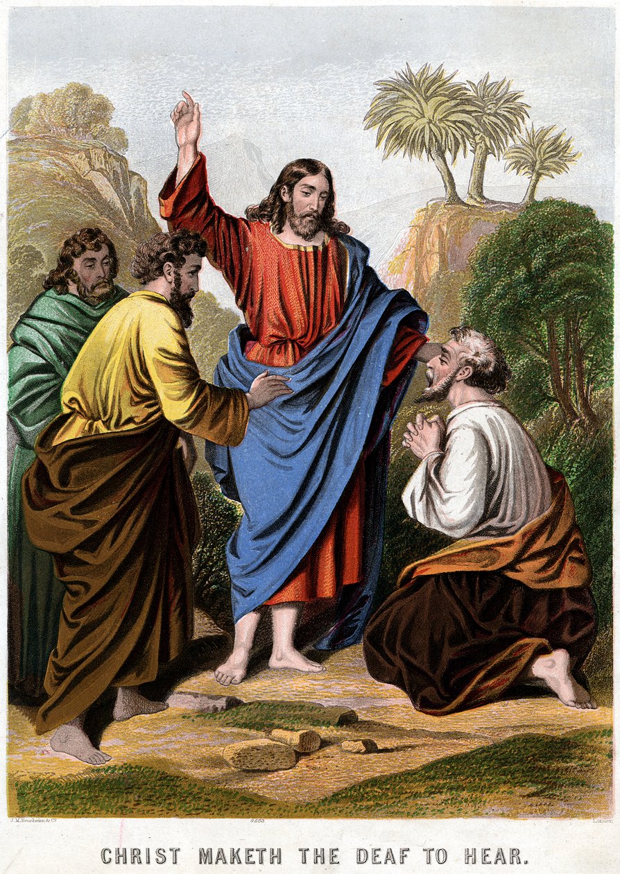 Kristus činí hluchého slyšet, 1860 od Kronheim and Co