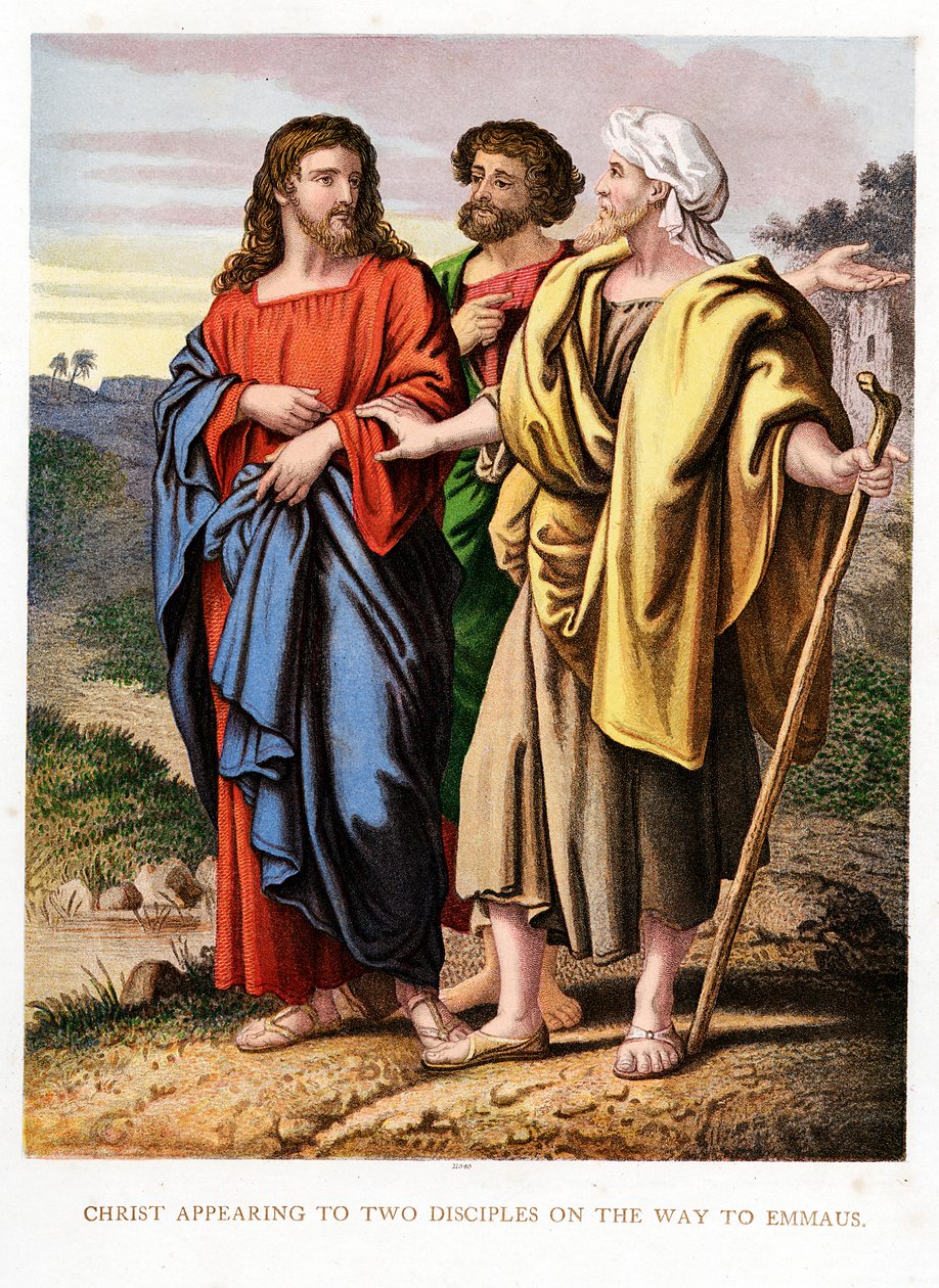 Kristus se zjevuje dvěma učedníkům na cestě do Emauz, c1860 od Kronheim and Co