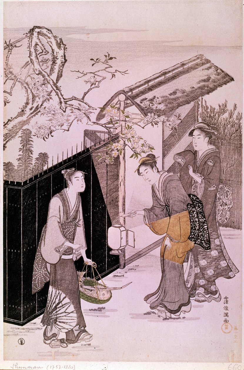 Návrat z poetického večera v jarním japonském tisku Shunmana Kubo (1757-1820). Paříž, Guimetovo muzeum, Národní muzeum asijského umění od Kubo Shumman