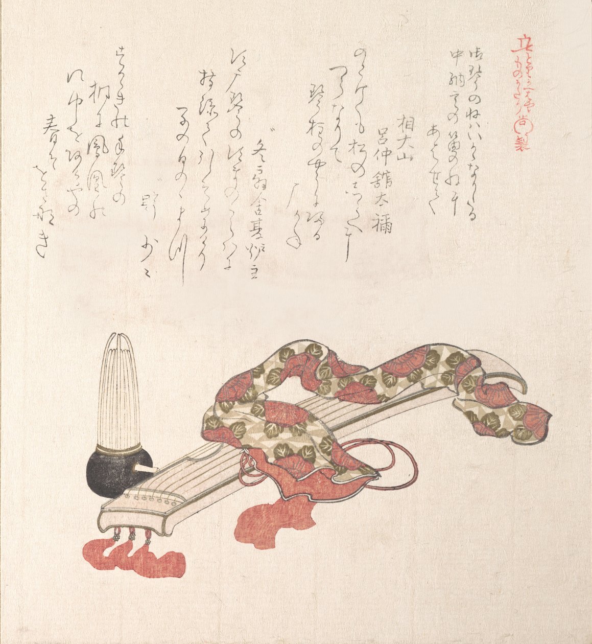 Koto japonská harfa a Sho Reed varhany, 19. století. od Kubo Shunman