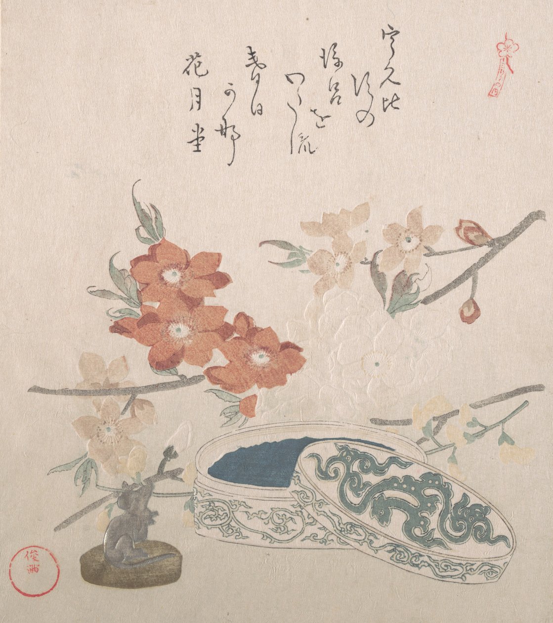 Peach Blossoms, a Seal-box, 19. století. od Kubo Shunman