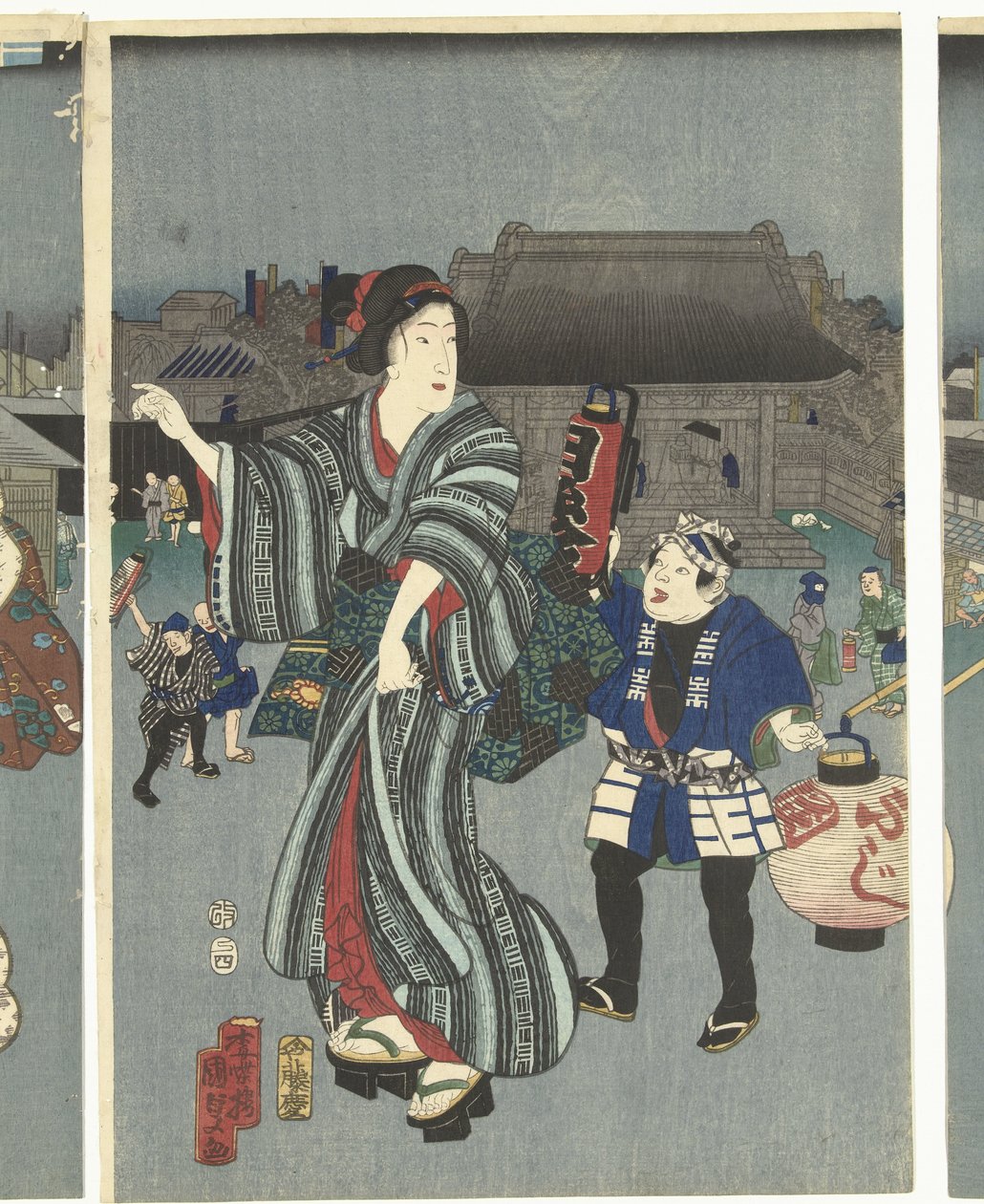 Chrámový festival od Kunisada (II) , Utagawa