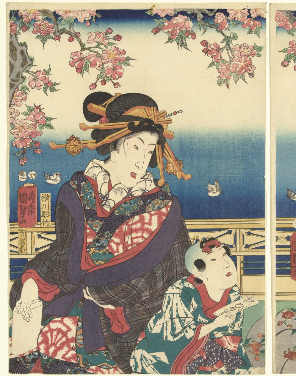 Prosperita v horách podél řeky Sumida od Kunisada (II) , Utagawa