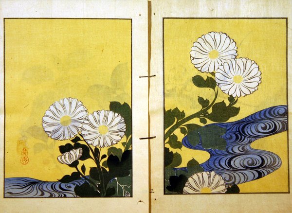 Květiny u potoka, z vydání Kigyokuova díla vydaného Kobayashi Bunshi v roce 1901 (barevné lito) od Kurokawa Yasusada Kigyoku