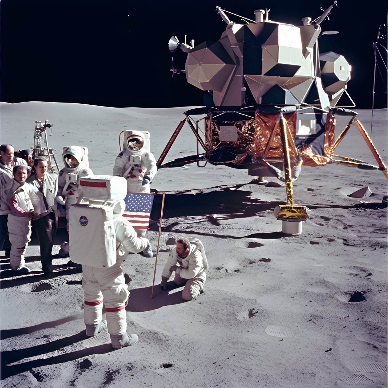 Skupina lidí s televizní kamerou ukazuje falešný projekt Apollo 11 3 od Kurt Heppke