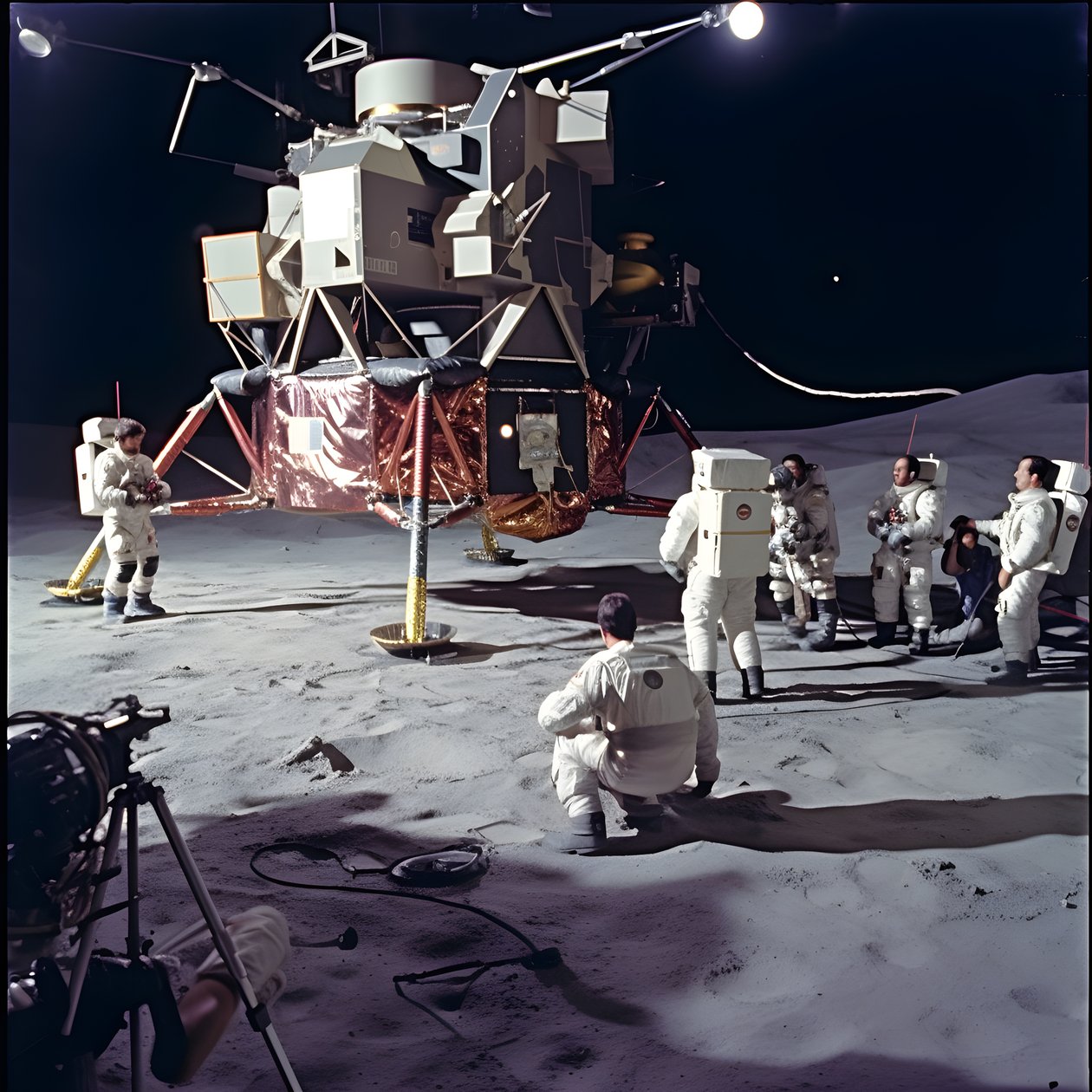 Skupina lidí s televizní kamerou ukazuje falešný projekt Apollo 11 4 od Kurt Heppke
