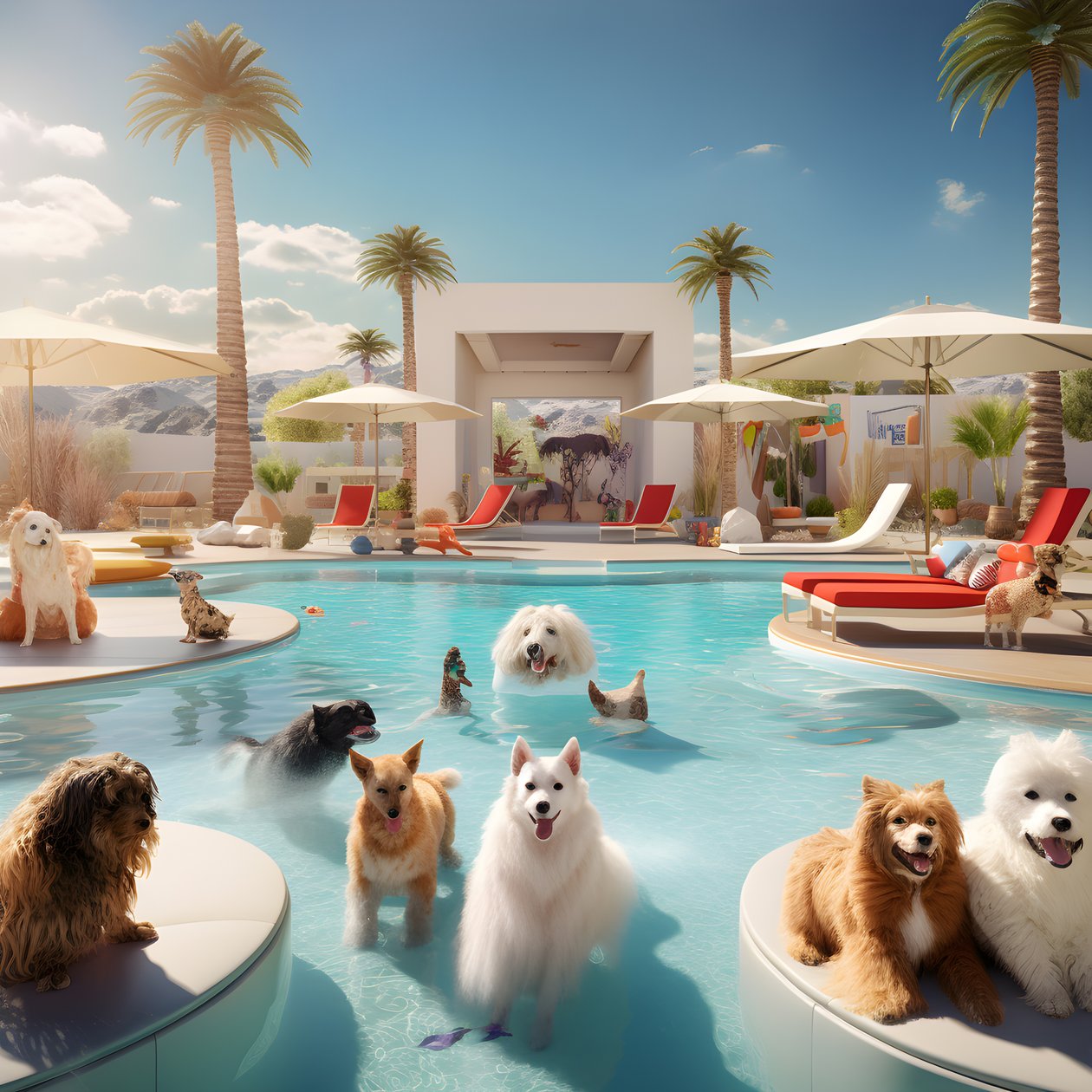 Hunde-Poolparty v Palm Springs 1 od Kurt Heppke