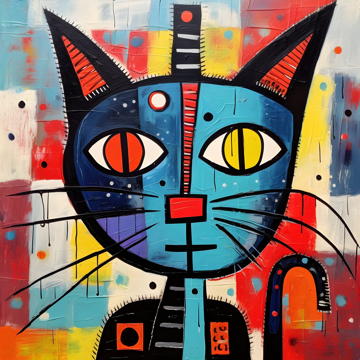 Roztomilá kočka ve stylu Picassa, Joan Miro a Basquiata 4 od Kurt Heppke